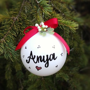 Karácsonyi feliratos gömb 8 cm - karácsony - karácsonyi lakásdekoráció - karácsonyfadíszek - Meska.hu