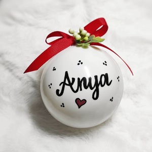 Karácsonyi feliratos gömb 8 cm - karácsony - karácsonyi lakásdekoráció - karácsonyfadíszek - Meska.hu