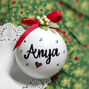 Karácsonyi feliratos gömb 8 cm - karácsony - karácsonyi lakásdekoráció - karácsonyfadíszek - Meska.hu