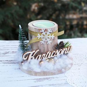 Karácsonyi fenyős farönk mécsestartó , Otthon & Életmód, Dekoráció, Dísztárgy, Mindenmás, MESKA