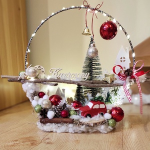 Karácsonyi kör alapú dekoráció autós - otthon & életmód - dekoráció - dísztárgy - Meska.hu