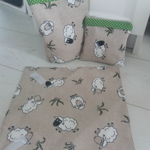 Bárányos uzsonnázó szett: zsák, szalvéta-terítő, keksztartó  - táska & tok - uzsonna- & ebéd tartó - szendvics csomagoló - Meska.hu