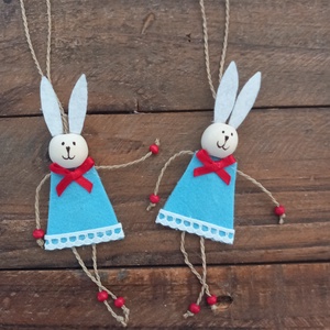  Barkadísz nyuszik piros-kékben - ünnepi díszek, dekorációk - húsvéti díszek és dekorációk - húsvéti tojásfadíszek - Meska.hu