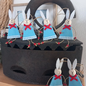  Barkadísz nyuszik piros-kékben - ünnepi díszek, dekorációk - húsvéti díszek és dekorációk - húsvéti tojásfadíszek - Meska.hu