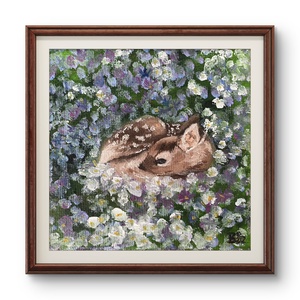 'Bambi' olajfestmény 10x10 cm, Művészet, Festmény, Olajfestmény, Festészet, MESKA