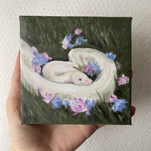 'Piton' mini olajfestmény 10x10 cm-es feszített vásznon - művészet - festmény - olajfestmény - Meska.hu