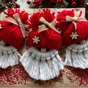 Makramé karácsonyi manók 3 db - otthon & életmód - dekoráció - manók - Meska.hu