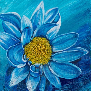 Virágos kék - akril festmény (nyomat), nappali, dekoráció, fali kép, Balaton virága - művészet - festmény - akril - Meska.hu