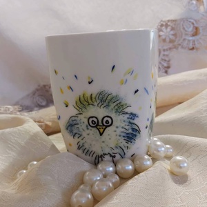 Vicces madarak, egyedi, kézzel festett porcelán, csésze, bögre, tál, reggeliző szett, kávés, teás készlet, ajándék, gyer - otthon & életmód - konyhafelszerelés, tálalás - tálalás - bögre & csésze - Meska.hu
