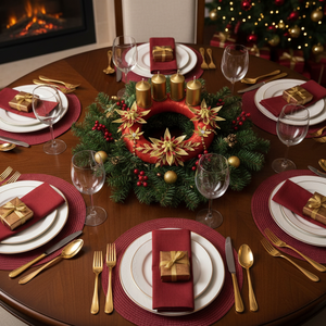 Adventi koszorú csillámos dekorgumi virágokkal, gyertyákkal.Piros-arany - karácsony - adventi díszek - adventi koszorú - Meska.hu