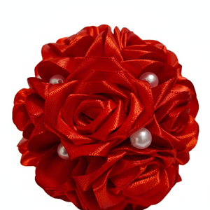 Szatén örökrózsalabda - otthon & életmód - dekoráció - fali és függő dekoráció - függődísz - Meska.hu