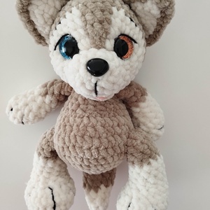 Horgolt barna husky kölyökkutya  - játék & sport - plüssállat & játékfigura - kutya - Meska.hu