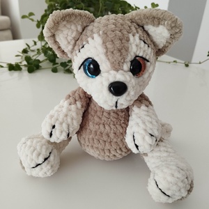 Horgolt barna husky kölyökkutya , Játék & Sport, Plüssállat & Játékfigura, Kutya, Horgolás, MESKA