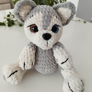 Horgolt szürke husky kölyökkutya , Játék & Sport, Plüssállat & Játékfigura, Kutya, Horgolás, MESKA