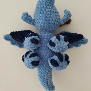 Horgolt kék sárkány  - játék & sport - plüssállat & játékfigura - plüss sárkány - Meska.hu