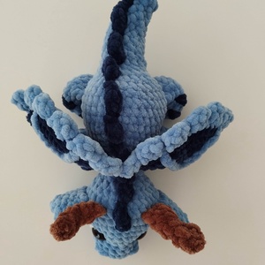 Horgolt kék sárkány  - játék & sport - plüssállat & játékfigura - plüss sárkány - Meska.hu
