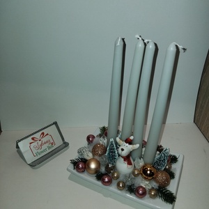 Adventi asztaldísz cuki szarvassal, Karácsony, Adventi díszek, Adventi asztaldísz, Virágkötés, Adventi asztaldísz cuki szarvassal, gömbökkel hosszú gyertyákkal kb 20cm-es alapra építve

Személye..., MESKA