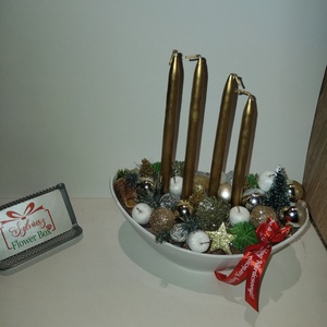 Adventi asztaldísz - antik arany - Meska.hu