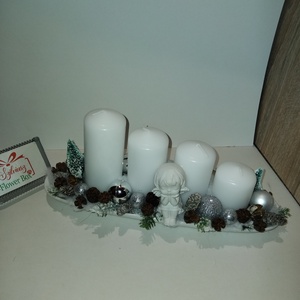 Adventi asztaldísz angyalkával  - Meska.hu