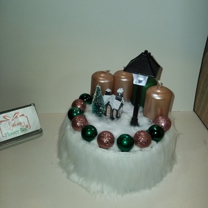 Adventi asztaldísz - Rosegold-zöld - Meska.hu