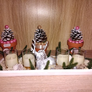 Adventi asztaldísz LED gyertyákkal - Meska.hu