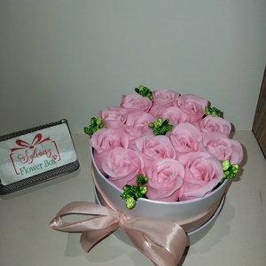 Rózsaszín szappanrózsabox, Otthon & Életmód, Dekoráció, Asztal és polc dekoráció, Asztaldísz, Virágkötés, MESKA