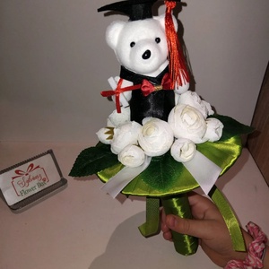 Csokor ballagó macival , Otthon & Életmód, Virágdekoráció, Virágok, Virágcsokor, Virágkötés, MESKA