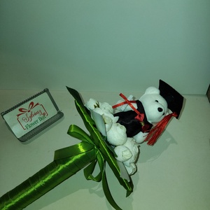 Csokor ballagó macival  - otthon & életmód - virágdekoráció - virágok - virágcsokor - Meska.hu