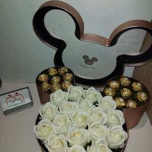 Mickey egér füles box szappanrózsával - otthon & életmód - dekoráció - asztal és polc dekoráció - asztaldísz - Meska.hu