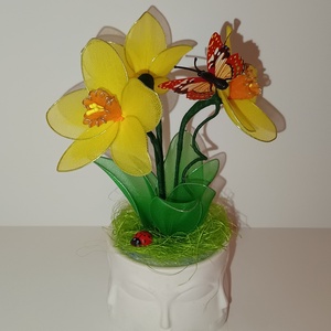 N�rcisz harisnyavir�g , Otthon & Életmód, Dekoráció, Asztal és polc dekoráció, Asztaldísz, Virágkötés, MESKA