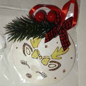 Karácsonyfa dísz pirogrf teknikval akril festéssel díszítve  - karácsony - karácsonyi lakásdekoráció - karácsonyfadíszek - Meska.hu