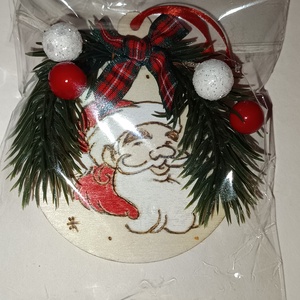 Karácsonyfa dísz pirogrf teknikval akril festéssel díszítve  - karácsony - karácsonyi lakásdekoráció - karácsonyfadíszek - Meska.hu