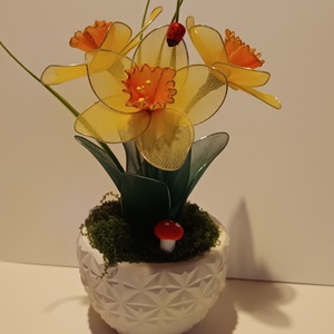 Tavaszi asztal dísz , Otthon & Életmód, Dekoráció, Asztal és polc dekoráció, Asztaldísz, Virágkötés, MESKA