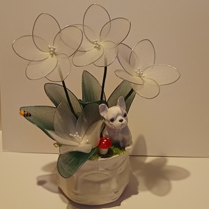 Harisnyavir�g asztali dísz., Otthon & Életmód, Dekoráció, Asztal és polc dekoráció, Asztaldísz, Virágkötés, MESKA