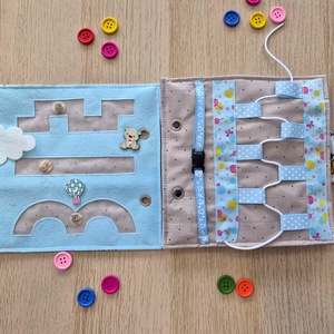 6 feladatos csendeskönyv kisfiúnak - játék & sport - textilkönyv & babakönyv - Meska.hu