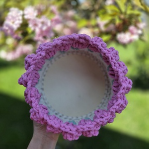 Horgolt tulipános kosár - otthon & életmód - tárolás & rendszerezés - tárolókosár - Meska.hu