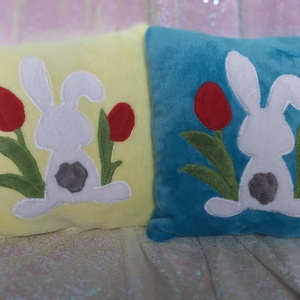 Húsvéti Nyuszis párna, Otthon & Életmód, Lakástextil, Párna & Párnahuzat, Díszpárna (belsővel együtt), Varrás, Patchwork, foltvarrás, MESKA