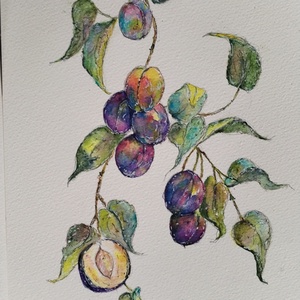 Szilvafa, aki nem tudod dönteni... - művészet - festmény - akvarell - Meska.hu