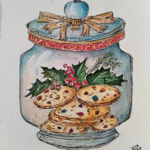 ???? Karácsonyi kekszek  akvarell festmény, karácsonyi ajándék, ünnepi dekoráció - Meska.hu