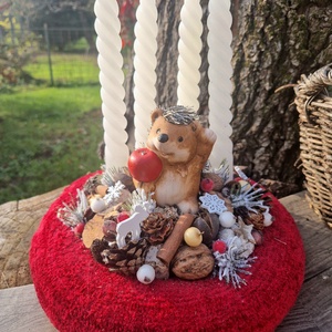 Adventi koszorú sünivel, Karácsony, Adventi díszek, Adventi asztaldísz, Virágkötés, Mindenmás, MESKA