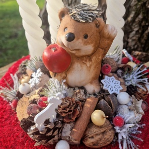 Adventi koszorú sünivel - karácsony - adventi díszek - adventi asztaldísz - Meska.hu