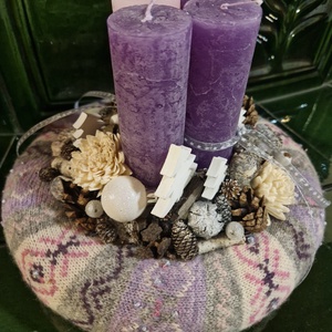 Adventi asztali dísz hagyományos színekben - karácsony - adventi díszek - adventi asztaldísz - Meska.hu