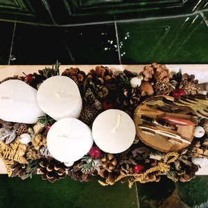 Advrnti asztali dísz autóval - karácsony - adventi díszek - adventi asztaldísz - Meska.hu