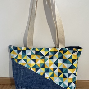 Geometrikus farmer shopper táska � könnyű, mindennapi használatra, Táska & Tok, Kézitáska & válltáska, Nagy pakolós táska, Varrás, MESKA