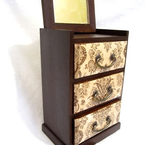 Barna komód antik fogantyúkkal és tükörrel - 3 fiókos szekrény - mmse74 részére -  - Meska.hu