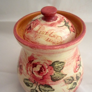 Rózsás kerámia hagyma és fokhagyma tároló -  - Meska.hu