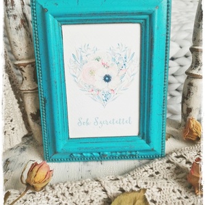Türkizkék Vintage Képkeret 9x13 cm- fényképtartó / talplenyomat / képtartó / nászajándék / esküvő / fotózás / asztalszám -  - Meska.hu