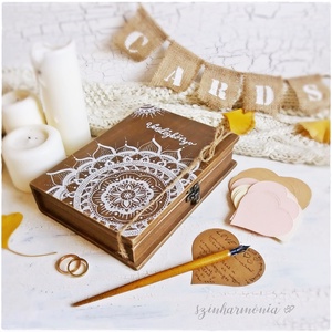 Vendégkönyv - Rusztik Mandala könyvdoboz (különleges egyedi alternatív, esküvő, dekoráció, emlékőrző könyv, rusztikus) -  - Meska.hu