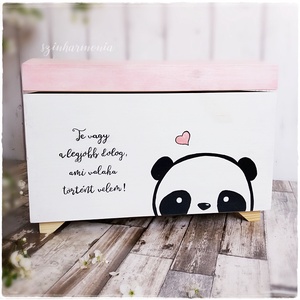 Panda - Tároló és Emlékláda (keresztelő, fotózás, ballagás, születésnap babaváró kislány hatalmas skandináv doboz emlék) -  - Meska.hu