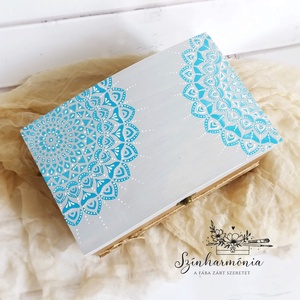 Emlékőrző fadoboz - Tengerszem mandala - otthon & életmód - tárolás & rendszerezés - doboz - Meska.hu